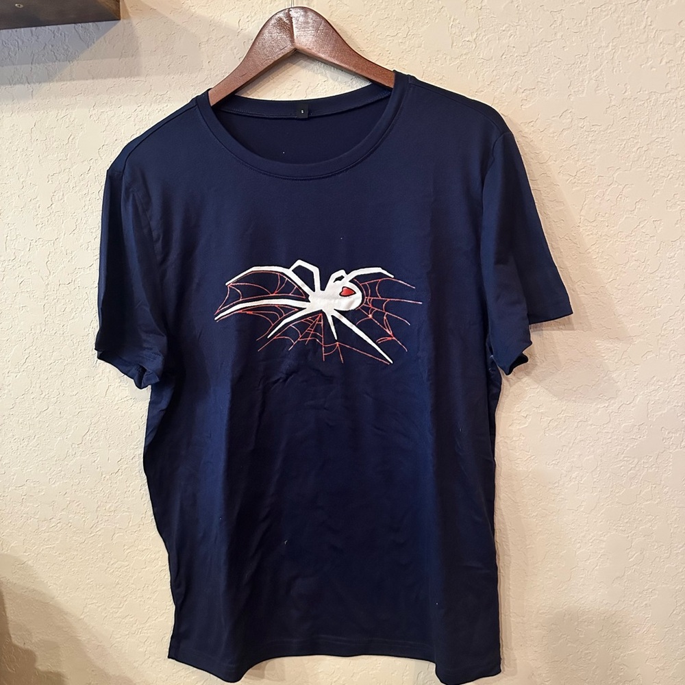 Navy Blue Spider Graphic T-Shirt